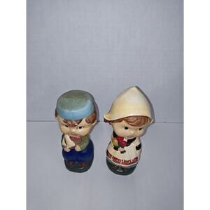 Vintage Paper Mache Dutch Boy & Girl Kiss Me Bobblehead Figurines Home Decor